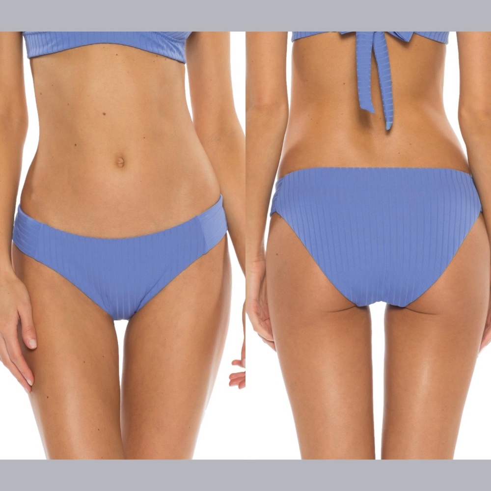 NWT $58 Becca Loreto Ribbed Bikini Bottoms in Mist‎ Blue [SZ XL ]